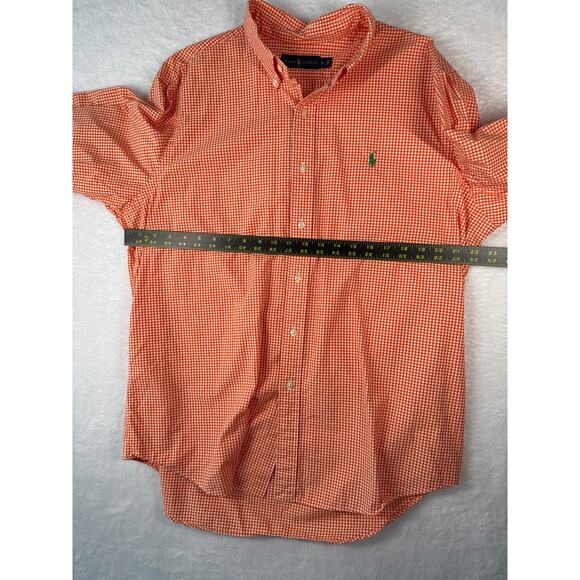 Ralph Lauren Oxford Shirt Men Size XL Gingham Check 100% Cotton Orange White - Picture 5 of 6